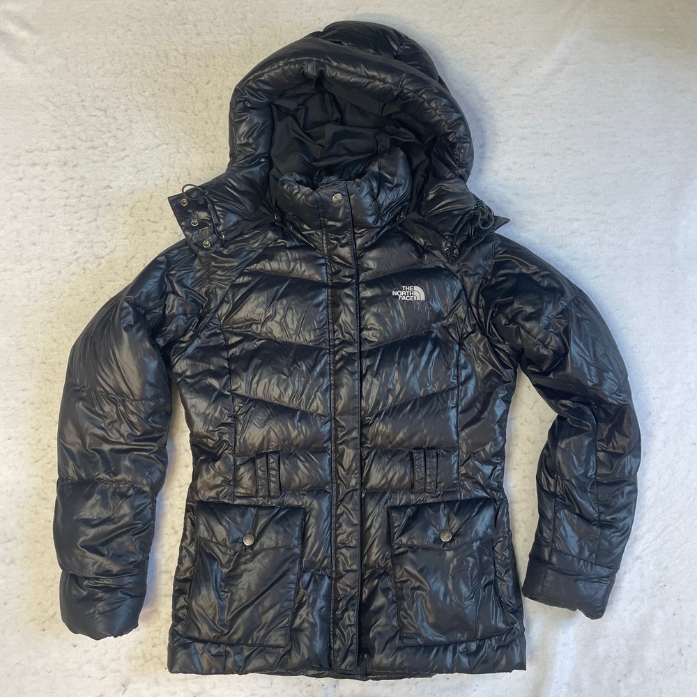 The North Face Puffer Jacket Womens Small Black 550 Down Hooded Parka